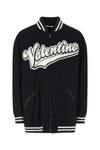 Valentino Garavani Men Navy Blue Wool Oversize Padded Jacket In Black