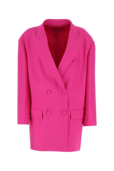 Valentino Oversized Double-breasted Wool And Silk-blend Crepe Blazer In Pink