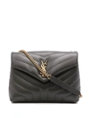 Saint Laurent Loulou Ysl Small Puffer Shoulder Bag In Storm/storm