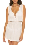 BECCA PONZA PLUNGE LACE-UP COVER-UP DRESS