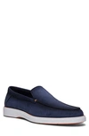 Santoni Drain Suede Loafers In Blue