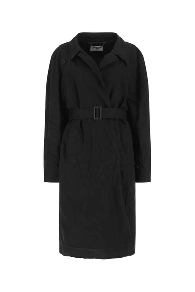 Balenciaga Raw-edge Trench Coat In Black