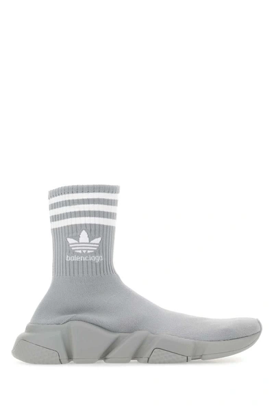 Balenciaga X Adidas Logo Embroidered Sock Sneakers In Grey