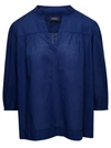 APC 'TERESA' BLUE BLOUSE WITH THREE-QUARTER SLEEVES IN COTTON WOMAN