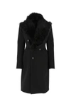 Bottega Veneta Shearling-trim Double-breasted Coat In Black