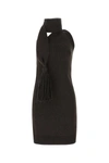 Bottega Veneta Brown One Shoulder Dress In Shetland Wool With Button And Tassel Detail In Brown