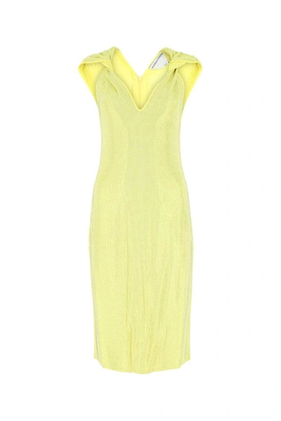 Bottega Veneta Yellow Embellished Viscose Blend Dress