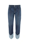 Bottega Veneta Blue Crop Jeans With Turn-ups In Blue