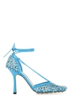 Bottega Veneta Mesh Stretch Sandals With 9 Cm Heel Height In Light Blue