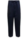 KENZO BLUE CARGO PANTS WITH DRAWSTRING AND LOGO PATCH IN COTTON WOMAN