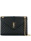 Saint Laurent Monogram Ysl V-flap Large Tri-quilt Envelope Chain Shoulder Bag - Golden Hardware In Nero