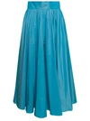 PLAIN LIGHT BLUE MAXI PLEATED SKIRT WITH ZIP FASTENING WOMAN