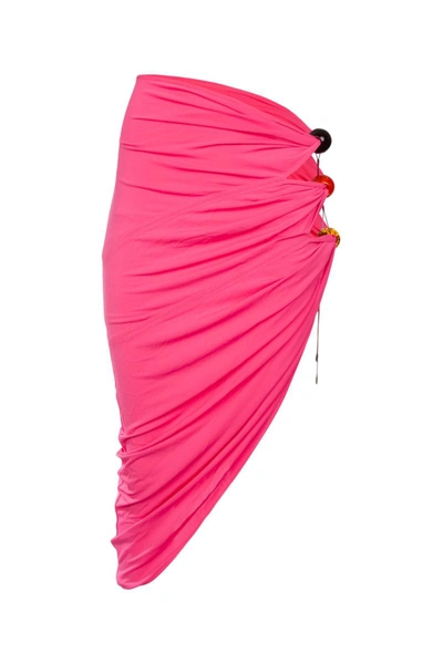 Jacquemus La Jupe Perola Pink Asymmetrical Beaded Skirt