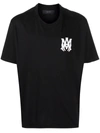 Amiri Black Crewneck T-shirt With Logo Print On The Front And Logo Lettering On The Rear In Cotton Man In Black