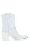 Miu Miu White Leather Ankle Boots In White