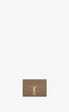Saint Laurent Women's Cassandre Matelasse Card Case In Grain De Poudre Embossed Leather In Taupe