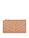 Saint Laurent Pebbled Leather Zip Card Case In Vint.peach