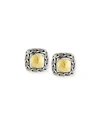 John Hardy Hammered 18k Yellow Gold And Sterling Silver Classic Chain Stud Earrings In Gold And Silver