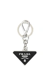 Prada Two-tone Leather And Metal Keychain In Multicoloured