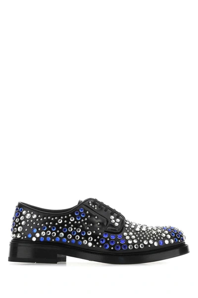 Prada Multicolor Embellished Leather Lace-up Shoes