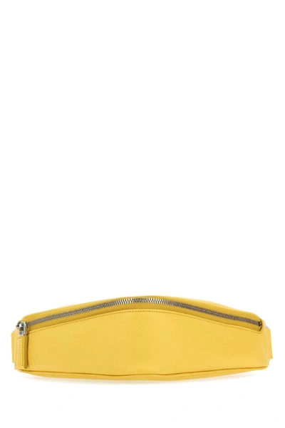 Prada Men's Leather Belt Bag In Yellow