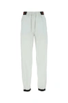 Prada Elastic-waistband Straight-leg Trousers In Blue