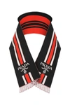 Prada Black Embroidered Wool Scarf In Printed