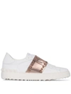 Valentino Lace-up Leather Shoes Metallic Studs In Bian/rame