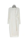 Sacai Single-breasted Belted Coat In White