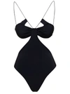 AMAZUÌN 'SADIE' BLACK SWIMSUIT WITH CUT-OUT AND SPAGHETTI STRAPS IN STRETCH POLYAMIDE WOMAN