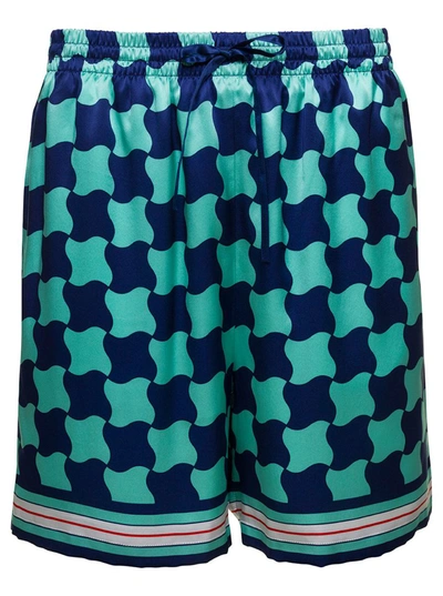 Casablanca Silk Shorts With Drawstrings In Multicolor