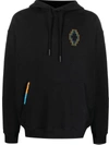 Marcelo Burlon County Of Milan Cross-embroidered Drawstring Hood In Black Org