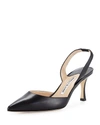 MANOLO BLAHNIK CAROLYNE LEATHER MID-HEEL HALTER PUMPS,PROD217880256