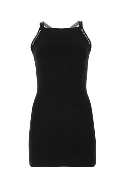 Alexander Wang T T By Alexander Wang Logo Trim Bodycon Dress In Black