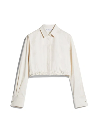 Max Mara Tevere Cropped Shirt In Off White