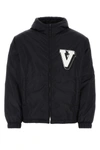 Valentino Navy Blue Nylon Jacket In Blue