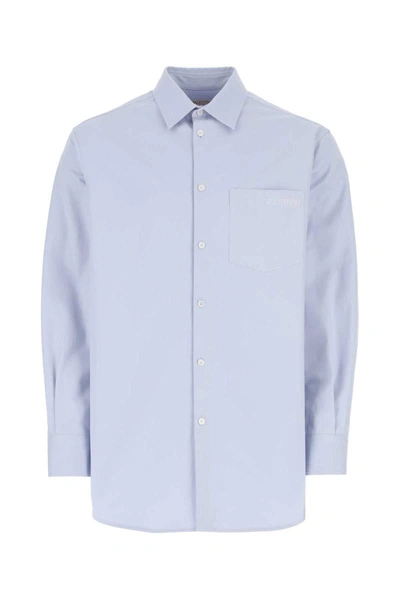 Valentino Buttoned Long-sleeved Shirt In Blue