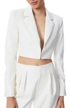 Alice And Olivia Yardley Vegan-leather Cropped Jacket In Off White