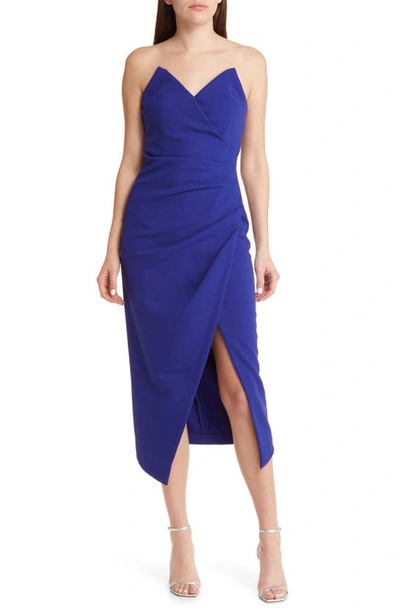 Misha Collection Easton Ruched Strapless Dress In Spectrum Blue