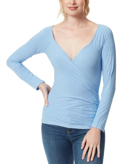 Jessica Simpson Kiki Womens Surplice Long Sleeve Wrap Top In Multi