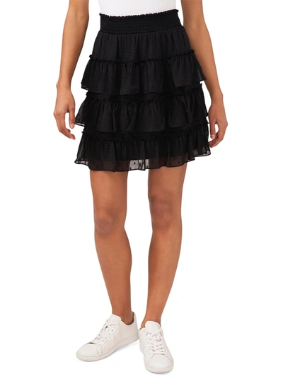Riley & Rae Juniors Womens Chiffon Tiered A-line Skirt In Black