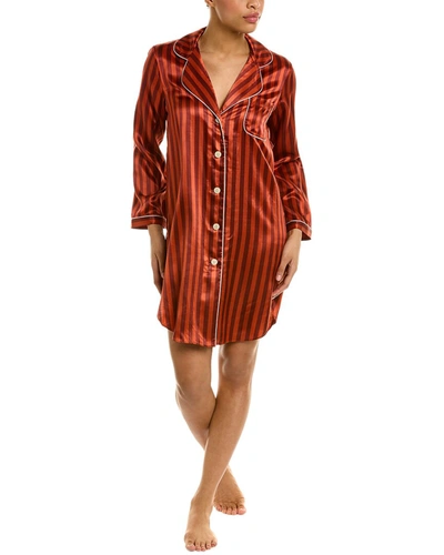 Morgan Lane Jillian Silk-blend Night Shirt In Red