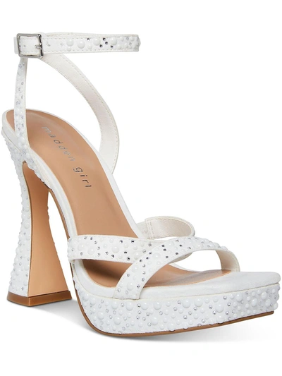 Madden Girl Zanee Womens Faux Suede Embellished Platform Heels In White