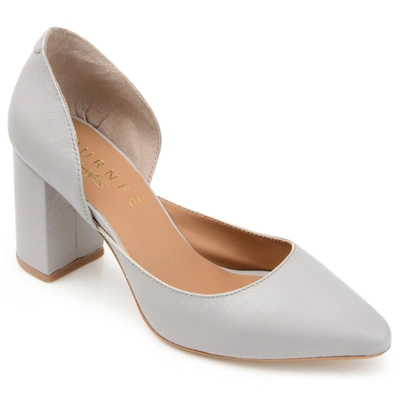 Journee Collection Signature Women's Genuine Leather Jillian Pump In Grey