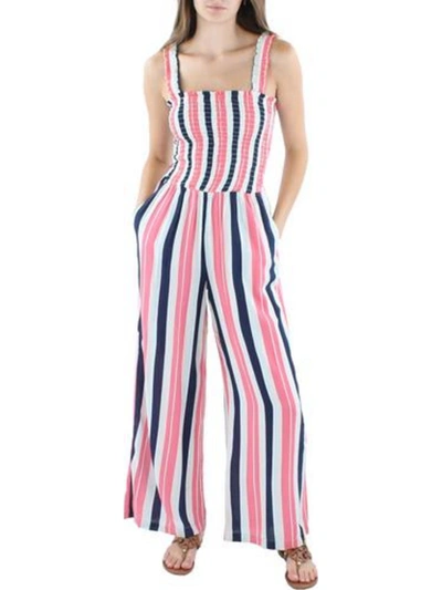 Jessica Simpson Womens Smocked Square Neck Jumpsuit In Multi
