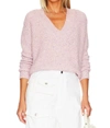 AUTUMN CASHMERE Tweedy Shaker V-Neck Sweater in Thistle
