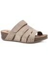 WHITE MOUNTAIN FAME WOMENS SUEDE CORK WEDGE SANDALS