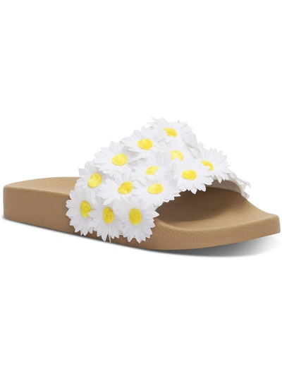 Lucky Brand Gellion Womens Applique Embellished Slide Sandals In Multi
