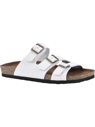 White Mountain Greatest Womens Leather Footbed Slide Sandals In Multi