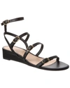 Stuart Weitzman Grecian Buckle Wedge Sandal In Black
